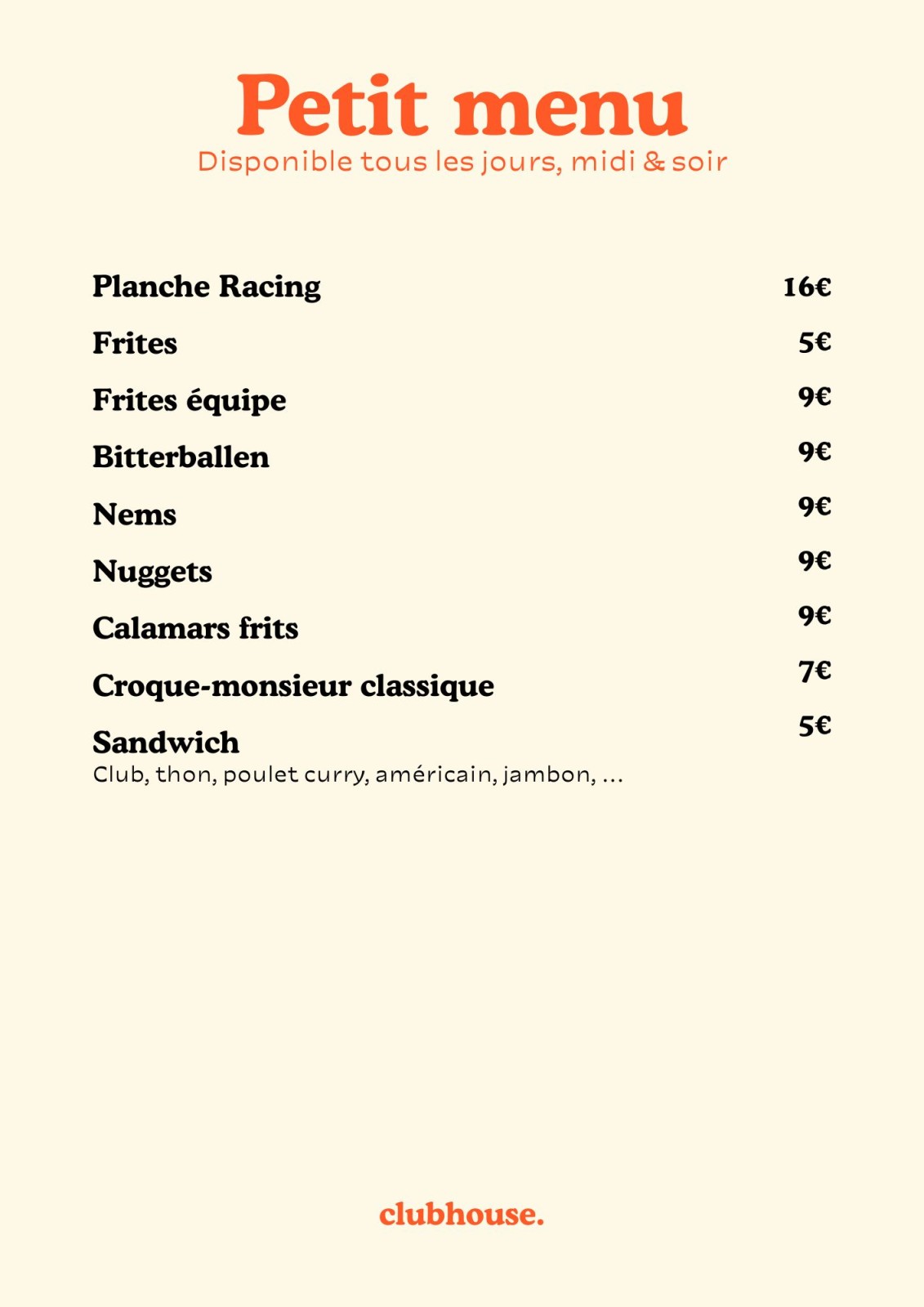 Disponible tous les jours midi et soir